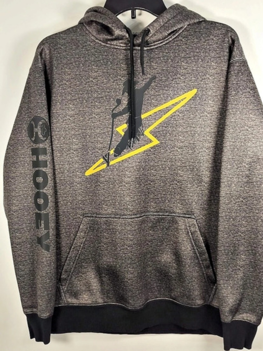 HOOEY Graphic Hoodie Gray Yellow Size Small